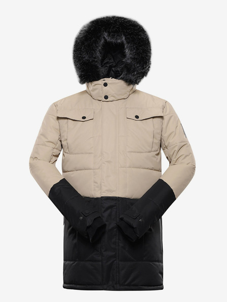 ALPINE PRO Schwarz-beige Herren-Winterjacke ALPINE PRO EGYP