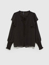 Moodo Schwarze Damenbluse mit Rüschen Moodo