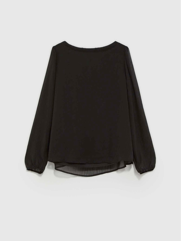 Moodo Schwarze Damenbluse mit Rüschenärmeln Moodo