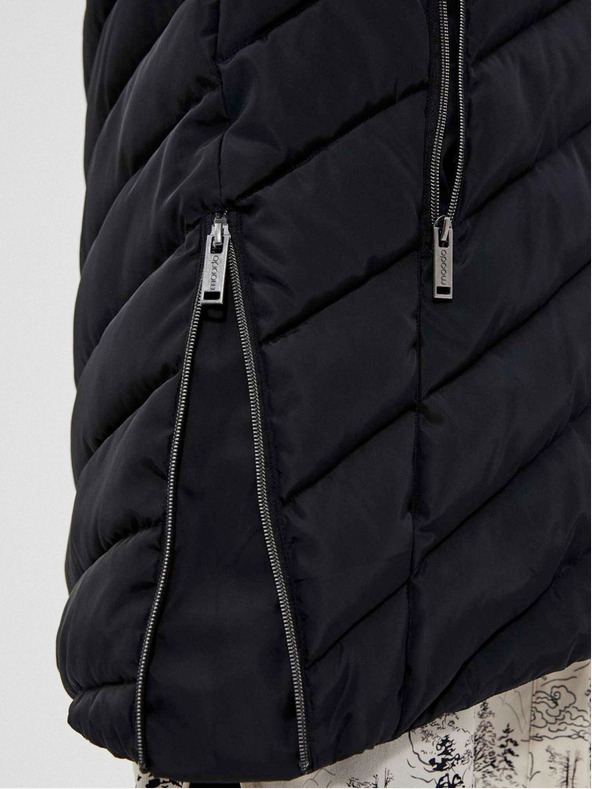 Moodo Schwarzer Damenmantel mit Kapuze Moodo