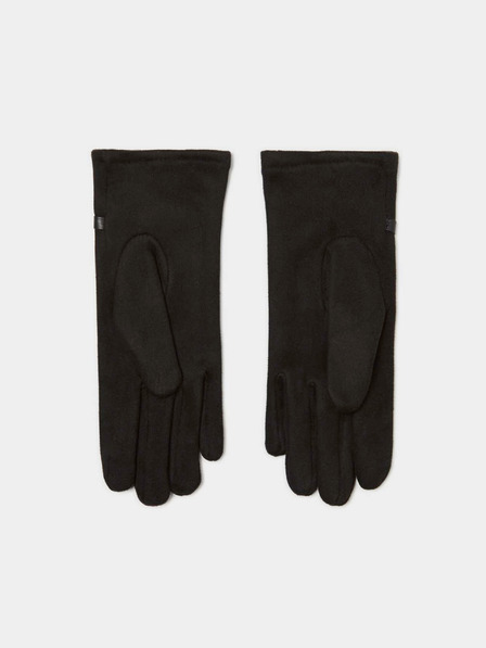 Moodo Schwarze Damenhandschuhe mit Ziergürtel Moodo