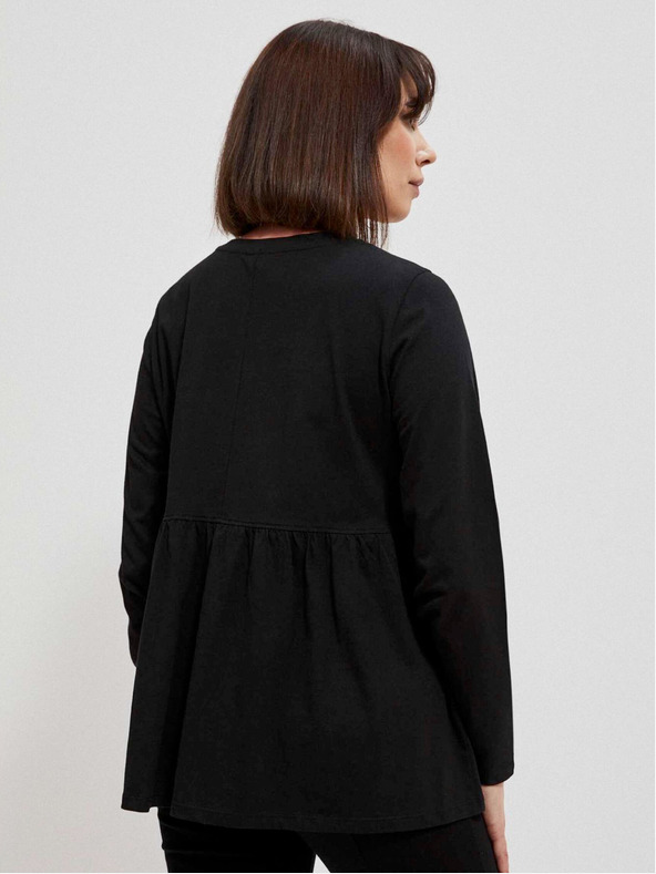Moodo Schwarze Damenbluse mit Rüschen Moodo