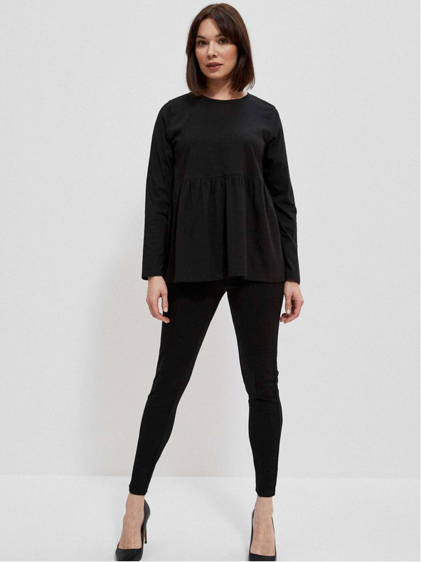 Moodo Schwarze Damenbluse mit Rüschen Moodo