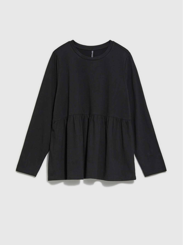 Moodo Schwarze Damenbluse mit Rüschen Moodo