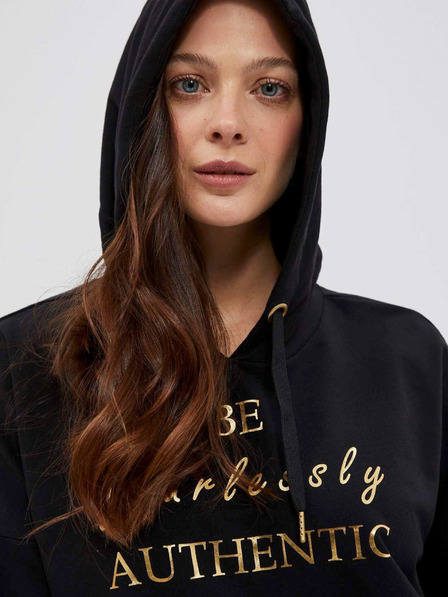 Moodo Schwarzes Damen-Kapuzen-Sweatshirt Moodo