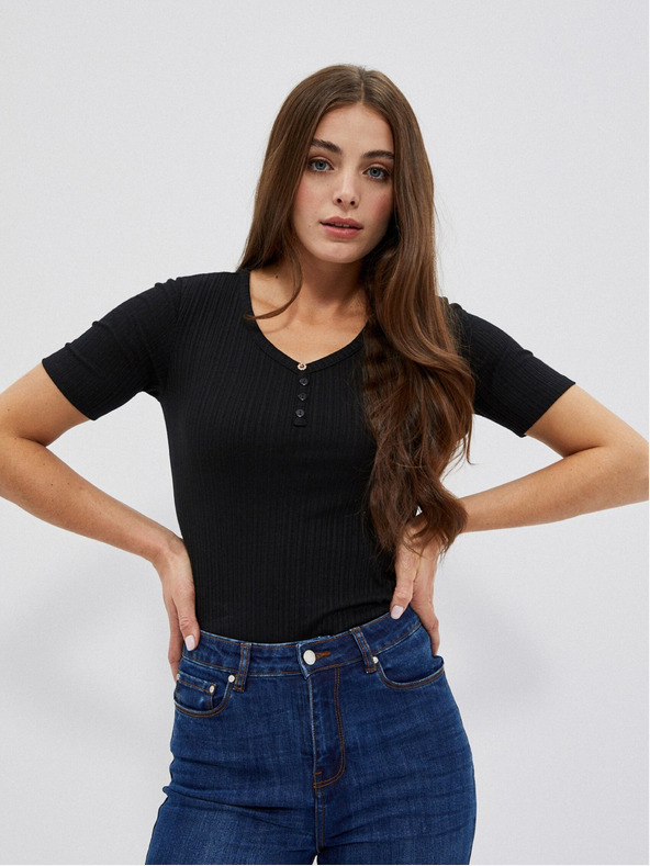 Moodo Schwarzes Damen Long Shirt Moodo