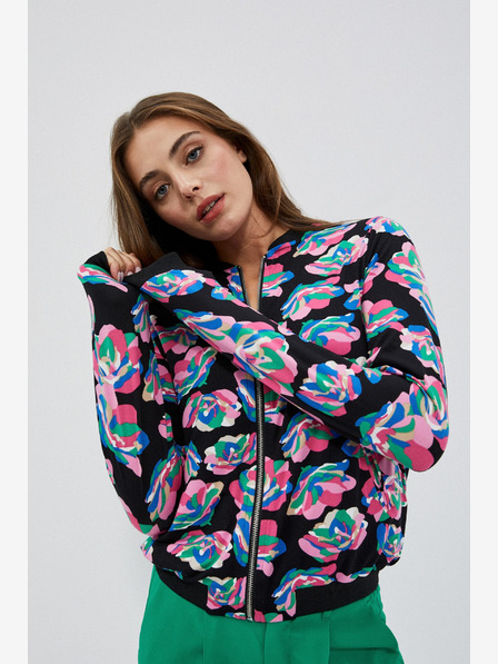 Moodo Schwarzer bedruckter Damen-Bomber Moodo