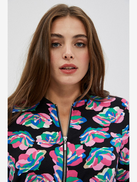 Moodo Schwarzer bedruckter Damen-Bomber Moodo