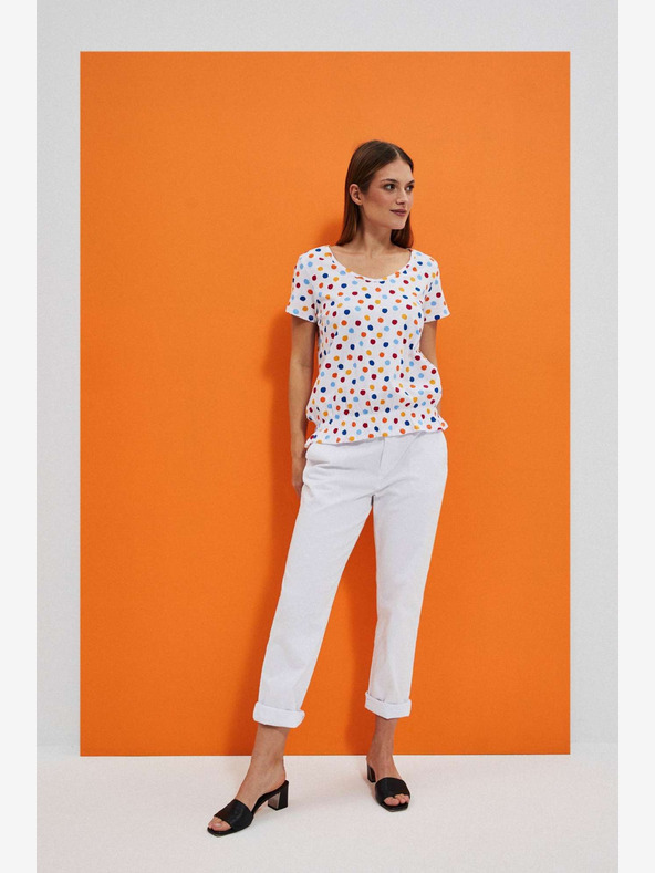 Moodo Weißes gemustertes Damen-T-Shirt Moodo