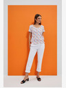 Moodo Weißes gemustertes Damen-T-Shirt Moodo