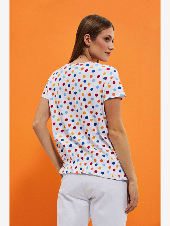 Moodo Weißes gemustertes Damen-T-Shirt Moodo