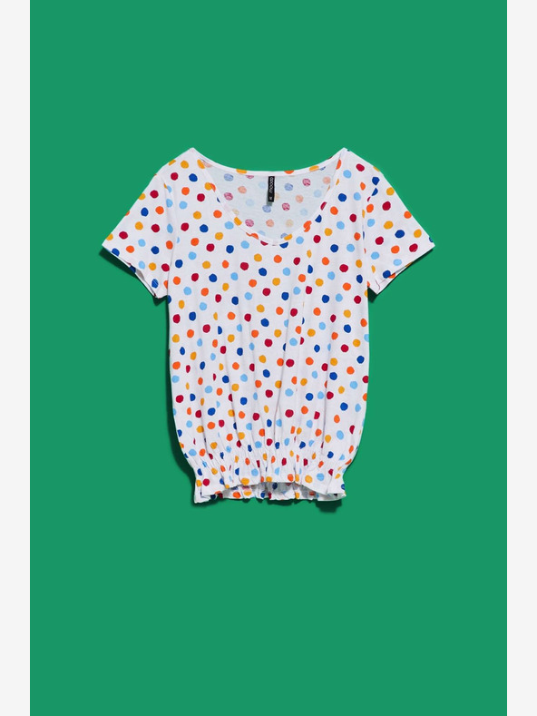 Moodo Weißes gemustertes Damen-T-Shirt Moodo