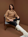 Moodo Beige Damen Shirtjacke mit Gürtel Moodo