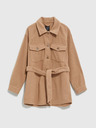 Moodo Beige Damen Shirtjacke mit Gürtel Moodo