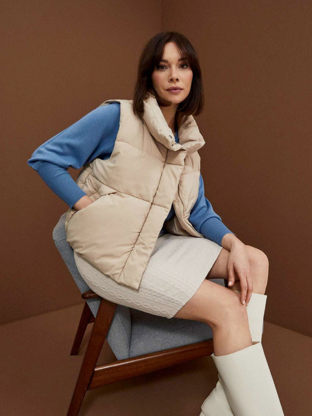 Moodo Moodo Beige Damen Steppweste