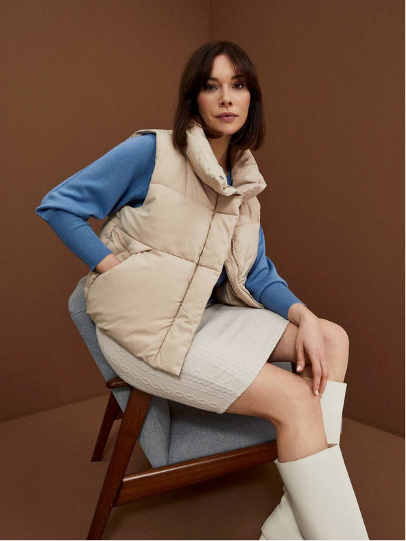 Moodo Moodo Beige Damen Steppweste