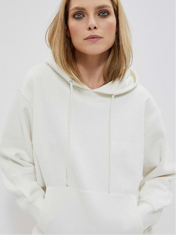 Moodo Weißer Damen-Kapuzenpullover Moodo