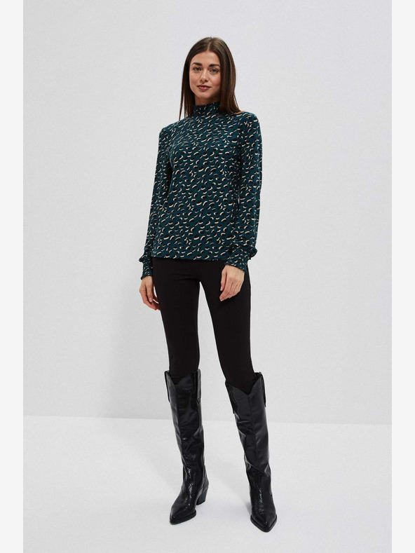 Moodo Grün gemusterte Damenbluse Moodo
