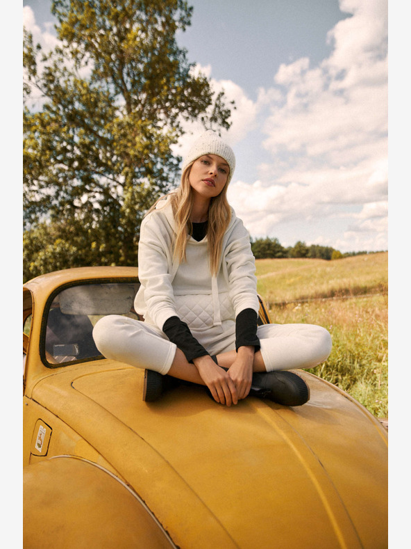 Moodo Weißer Damen-Kapuzenpullover Moodo