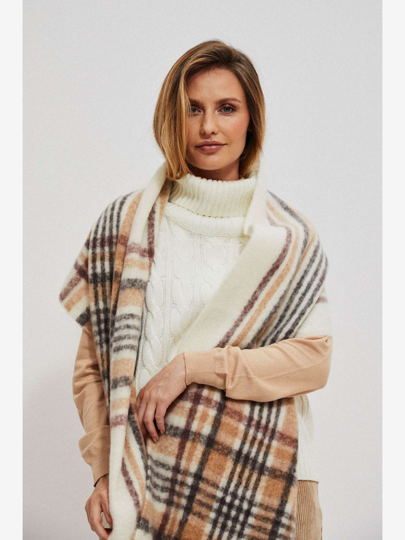 Moodo Cremefarbenes Beige Damen-Kariertes Tuch Moodo