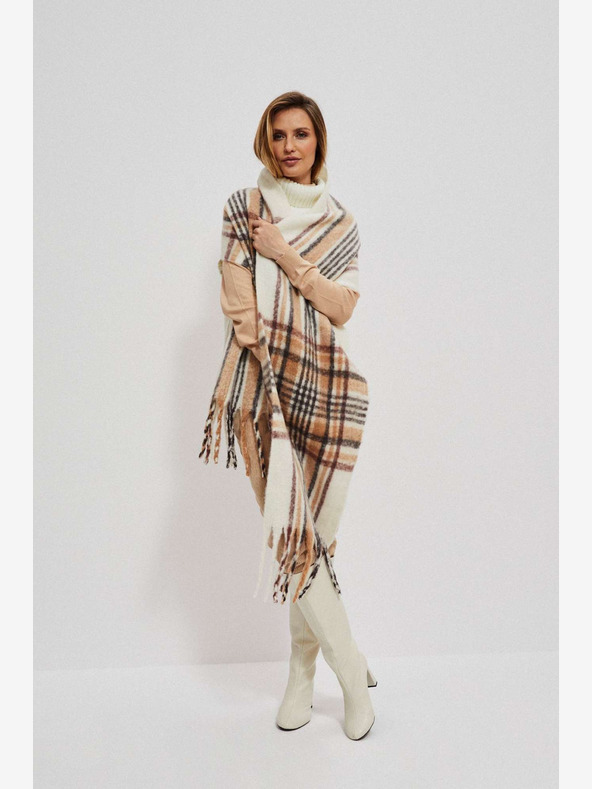 Moodo Cremefarbenes Beige Damen-Kariertes Tuch Moodo