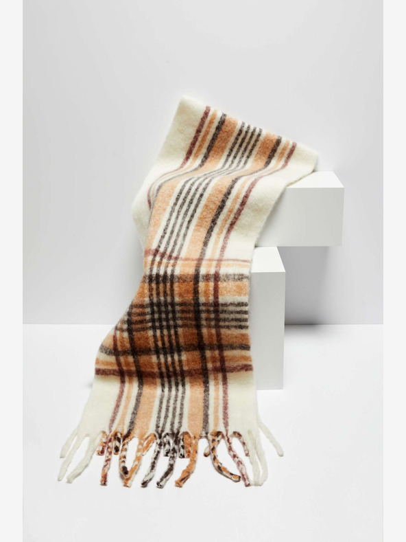 Moodo Cremefarbenes Beige Damen-Kariertes Tuch Moodo