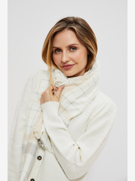 Moodo Moodo Beige und Weißes Damen-Kariertes Hemd