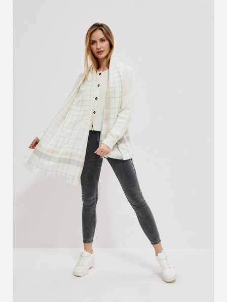 Moodo Moodo Beige und Weißes Damen-Kariertes Hemd
