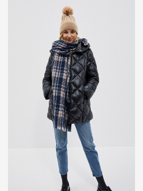 Moodo Blau karierter Damenschal Moodo