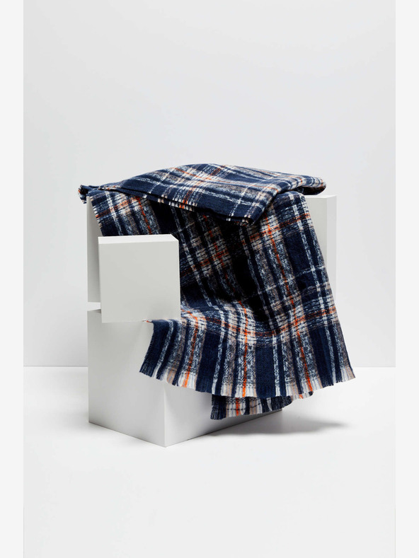 Moodo Blau karierter Damenschal Moodo