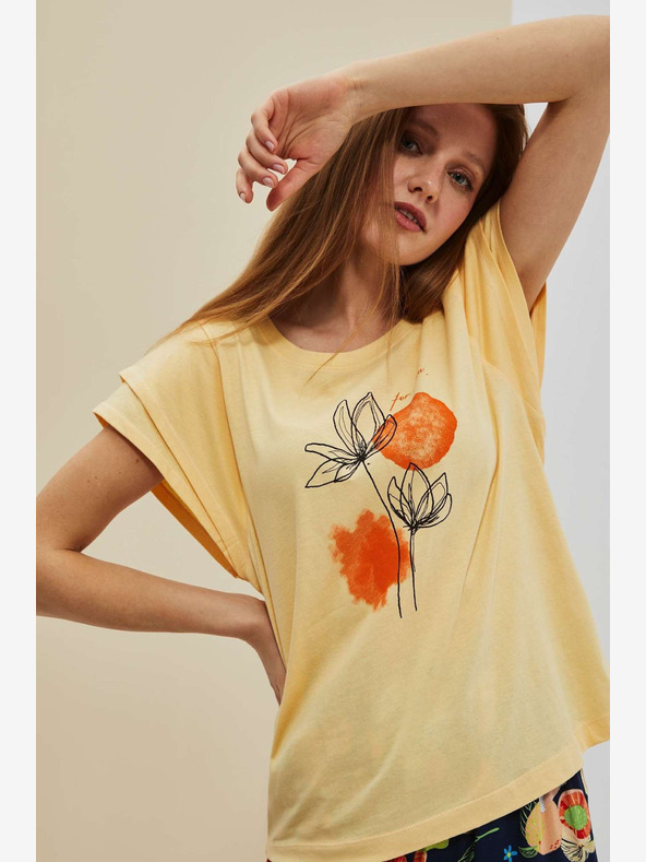 Moodo Gelbes bedrucktes Hemd Moodo