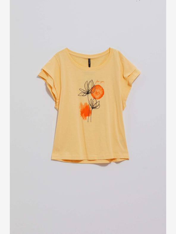 Moodo Gelbes bedrucktes Hemd Moodo