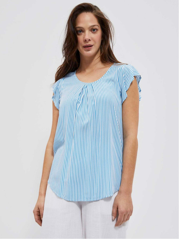 Moodo Blau-weiß gestreifte Bluse Moodo