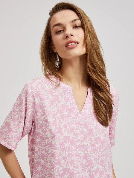 Moodo Hellrosa gemusterte Bluse mit Krawatte Moodo