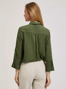 Moodo Khakifarbene Bluse mit Taschen und langen Ärmeln Moodo
