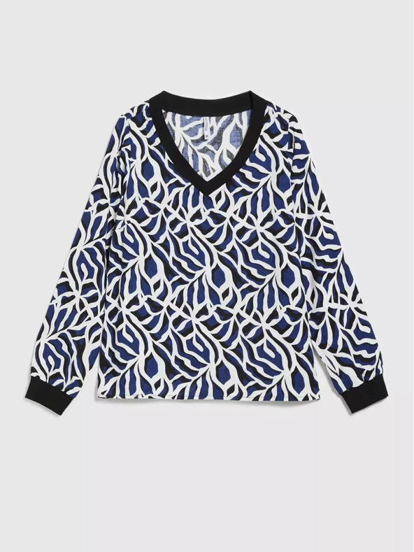 Moodo Geometrisches V-Ausschnitt-Shirt Moodo