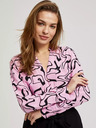Moodo Rosa langärmelige Bluse mit geometrischem Muster Moodo