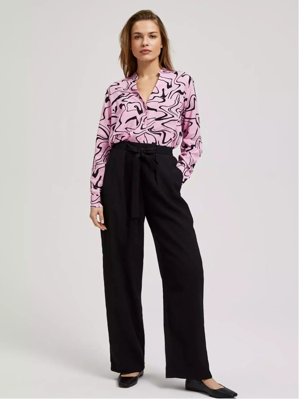 Moodo Rosa langärmelige Bluse mit geometrischem Muster Moodo