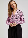 Moodo Rosa langärmelige Bluse mit geometrischem Muster Moodo