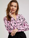 Moodo Rosa langärmelige Bluse mit geometrischem Muster Moodo