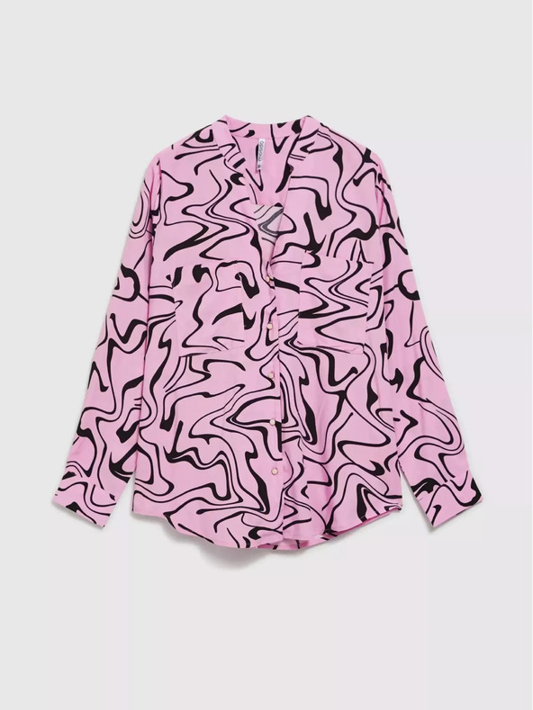 Moodo Rosa langärmelige Bluse mit geometrischem Muster Moodo