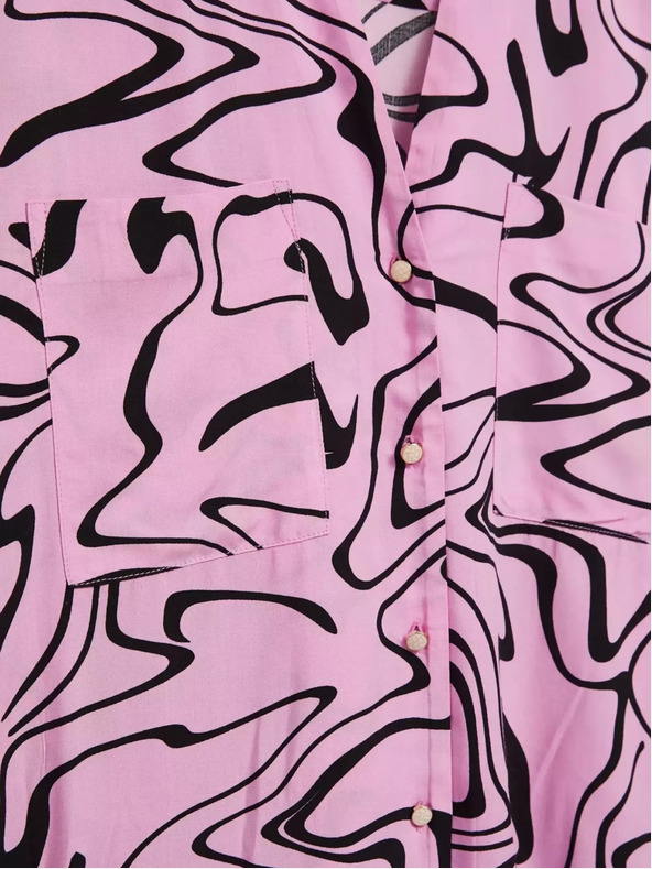 Moodo Rosa langärmelige Bluse mit geometrischem Muster Moodo