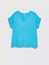 Moodo Blaue Viskosebluse mit V-Ausschnitt Moodo