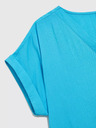 Moodo Blaue Viskosebluse mit V-Ausschnitt Moodo