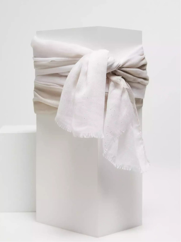 Moodo Grauer Sommerschal mit ausgefranstem Rand Moodo