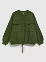 Moodo Khakifarbenes Sweatshirt mit großen Taschen und Taillenband Moodo