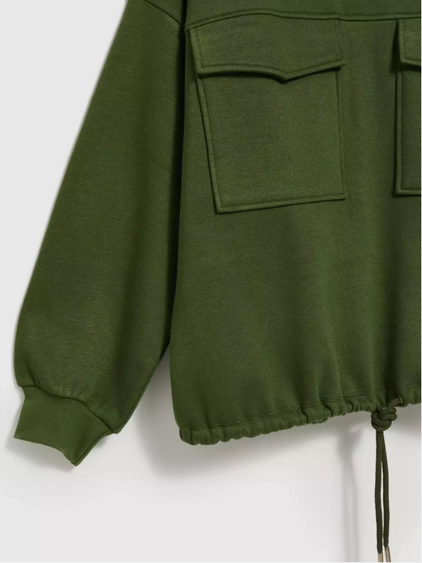 Moodo Khakifarbenes Sweatshirt mit großen Taschen und Taillenband Moodo