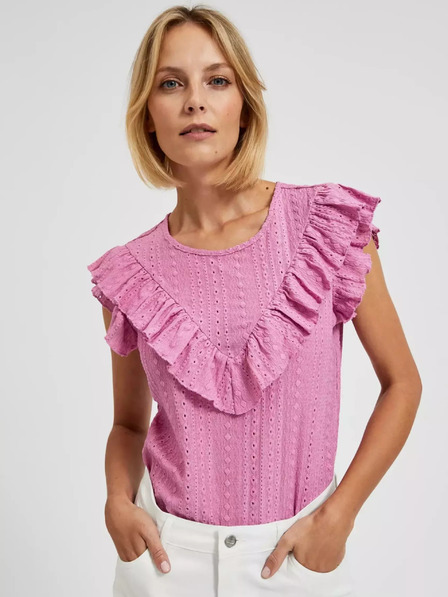 Moodo Rosa Rüschenbluse Moodo