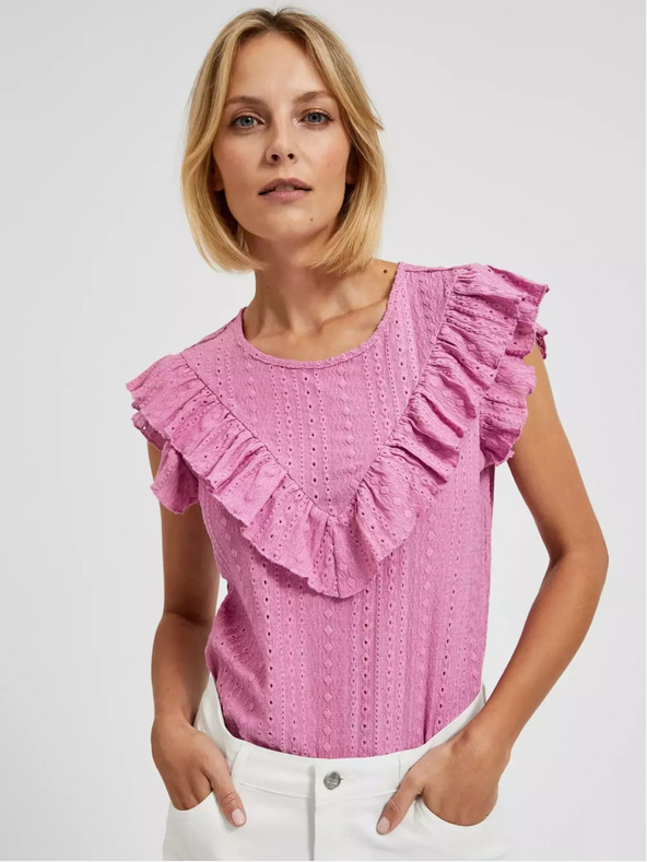 Moodo Rosa Rüschenbluse Moodo