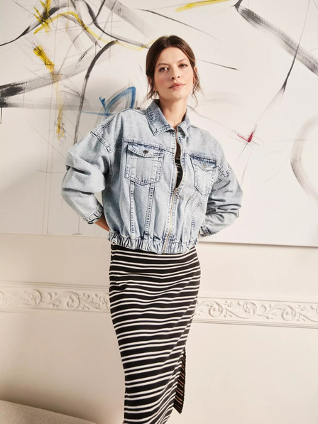 Moodo Hellblaue Jeansjacke mit Reißverschluss Moodo